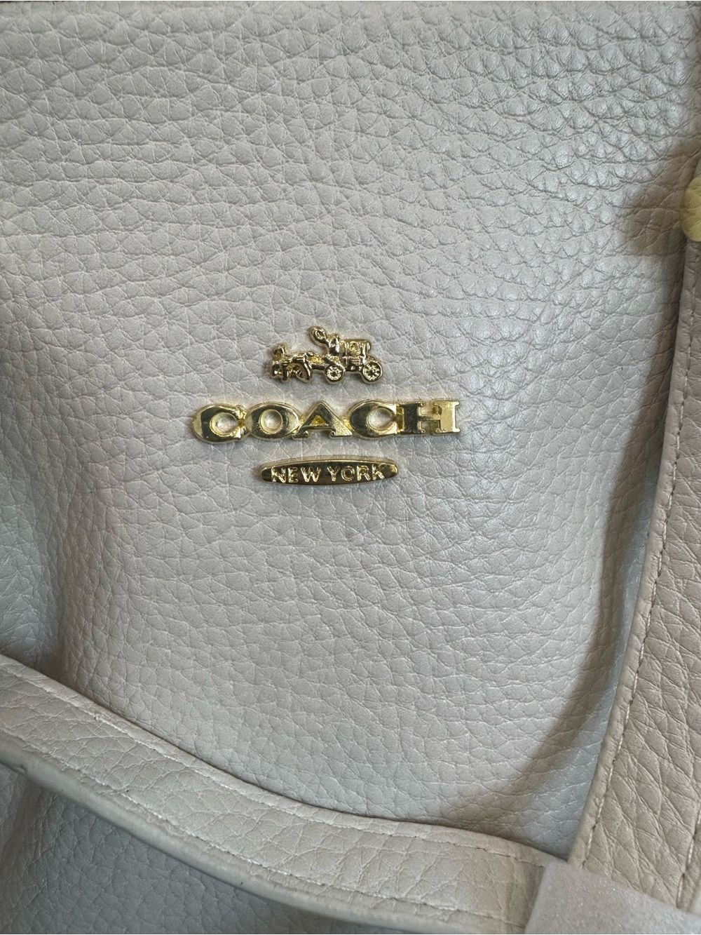Coach Light Ivory Leather Shoulder Tote Bag Gold Hardware Detachable Strap - Picture 2 of 11